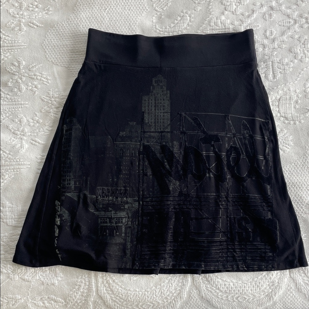 Isabel de Pedro Black Graphic A-Line Skirt